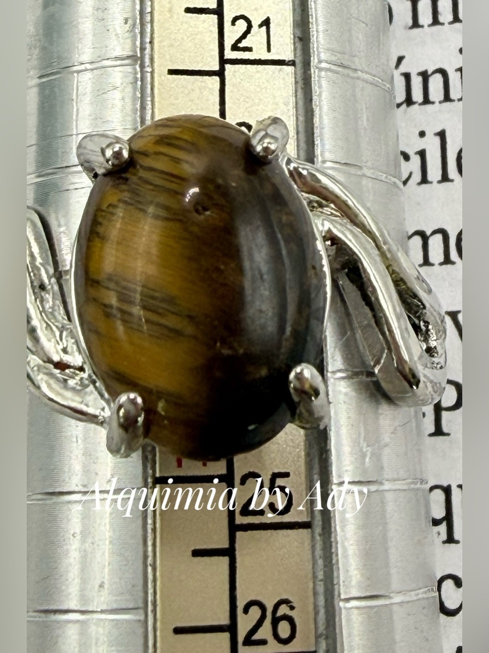Tiger Eye Silver-Plated Statement Ring - Golden Brown